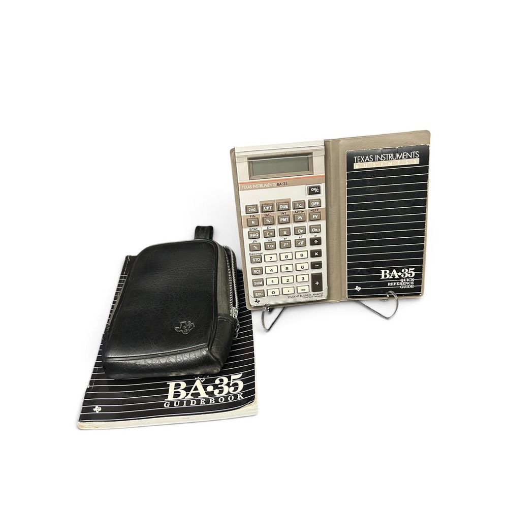 VTG Texas Instruments BA-35 Student Business Analyst Calculator Case & Guidebook